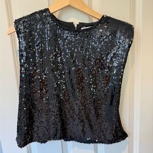 Black Sequin TCEC Blouse L Football Tailgate